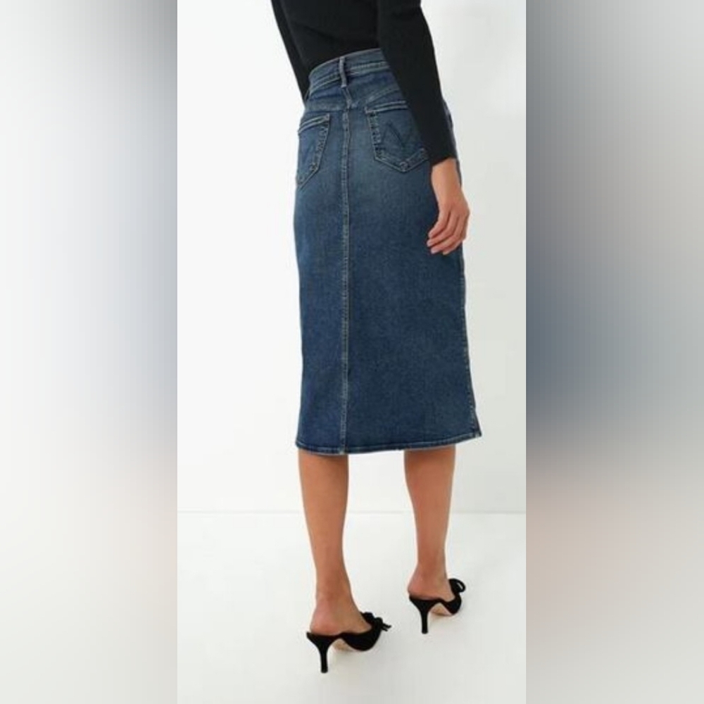 Mother Going Full Circle The Swooner Straight A Midi Denim Jean Skirt Size 27 - Picture 7 of 7